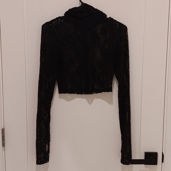 NWT, AFRM Zadie Texture Lace Crop Top in Noir - Picture 4 of 9